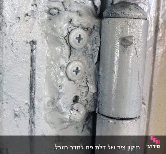 ציר מתכת צבוע בלבן עם ברגים